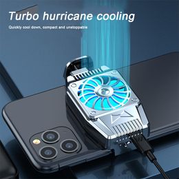 Mini mini teléfono móvil Fan de enfriamiento Radiador Turbo Hurricane Juego de huracán Forrador Fregado de calor para iPhone/Samsung/Xiaomi