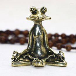 Interior Decorations Retro Bronze Meditate Frog Car Ornament Decoration Zen Buddhism Frogs Auto Home Desk Crafts Small Statue