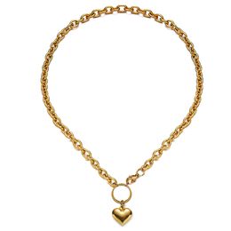 Stainless Steel Gold Color Choker Necklace For Women PVD Love Heart Pendant Necklace Temperament Party Gift Jewelry