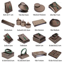 Jewellery Pouches Finest Brown PU Leather Bracelet Pendant Necklace Jewellery Display Counter Stand Holder Bust Ring Earrings Presentation