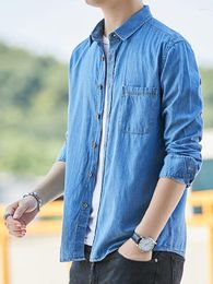 Men's Casual Shirts Cotton T Shirt Men Japanese Denim Men's Slim Harajuku Jacket Mens Dress