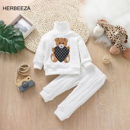 Rompers Infant Baby Sweater Suit Autumn Winter Girl Knitting Set Warm Boy Clothing 2pcs born Clothes 0-3 Years 221018