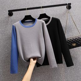 Women's Sweaters Black Grey Knitted Plus Large Size Oversize Korean Style Fashion Pullovers For Autumn Clothing Ladies 2022 Tops