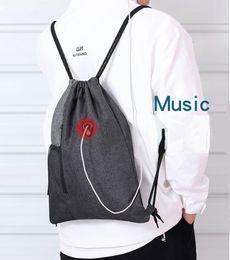 3pcs Cycling Bags Women Oxford Large Capacity Drawstring Backpack Bag With Headphone Jack