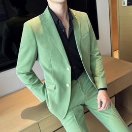 Men's Suits Apple Green Latest Design Men Slim Fit 2022 Groom Groomsmen Wedding Tuxedos Jacket With Pants Male Fashion Solid