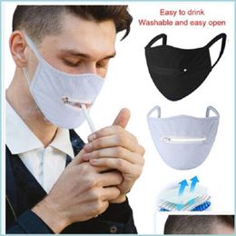 Designer Masks Personality Fashion Face Mask Zipper Design Washable Reusable Protective Masks Dustproof Breathable Cycling Drop Deli Dhdlb