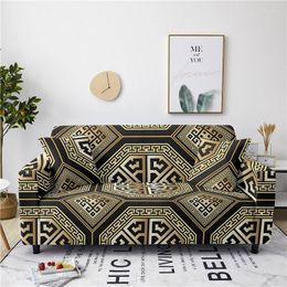 Chair Covers Black Geometry Elastic Silk Sofa Cover Stretch For Living Room Couch 1/2/3/4 Seater Sectional Slipcover