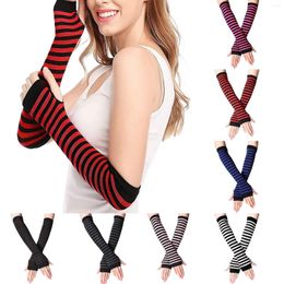 Knee Pads Fashion Long Glove Arm Cover Classic Black White Striped Fingerless Cotton Wristband Sleeve Warmer Gloves