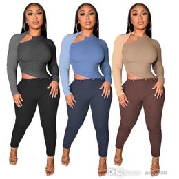 Frauen lang Ärmeln BodySuits Mode Kontrastfarbe Spleißdesign sexy Hollow Hole Strip Jumpsuit