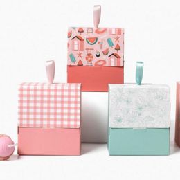 Small Gift Boxes For Candy Cookies Chocolate Sweet Packaging Children Paper Gift Ribbon Handle RRA9