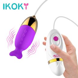 Beauty Items IKOKY 12 Speeds Vagina Massager Bullet Vibrating Egg Adult Products sexy Toys for Women Remote Control G Spot Vibrator