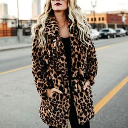 Women's Fur Fashion Leopard Artificial Female Outwear Nice Luxury Faux Coat For Women Autumn Winter Warm Casual Jacket Casaco 7Q2247