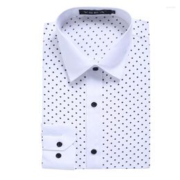 Men's Casual Shirts Fashion Print Men Dress Shirt White Navy Long Sleeved Floral Printing Plaid Male Brand Clothes Camisa Masculina