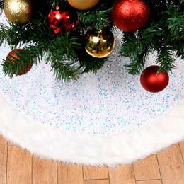 Christmas Decorations Anti-fade Fancy Party Decoration Xmas Tree Floor Mat Round Long Plush For Festival