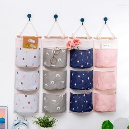 Storage Bags Imitation Linen Art Triple Hanging Creative Bag Simple Multi-functional Home Wardrobe Purses