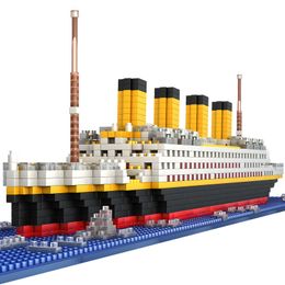 1860pcs Mini bloki Model Titanic Cruise Ship Model Łódź Diy Diamond Building Zestaw dla dzieci zabawki