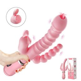 Beauty Items 3 In 1 Double Penetration G Spot Vibrator Clitoris Stimulator Anal Vagina Dildo Masturbators sexy Toys for Women Adult Couple 18