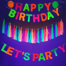 Party Decoration Glow In The UV Light Accessories Neon Paper Tassels Garland And Banner Birthday Wedding