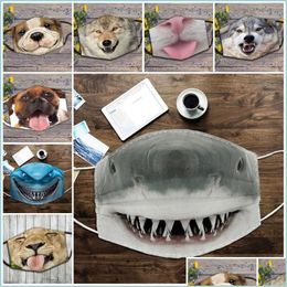 Designer Masks Sunshade Mascarilla Dustproof Respirator Reusable Cloth Face Mask 3D Digital Printing Funny Animals Outdoors Breathab Dh63R