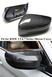 Car Carbon Rearview Side Mirror Cover Caps for BMW 3 5 6 7 Series G20 G30 G38 GT G32 G11 G12 G14 G16 LHD Horned Style Covers