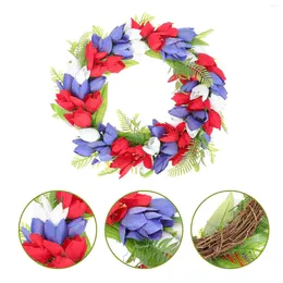 Decorative Flowers Wreathjuly Day 4Th Patriotic Decorations Tulip Decor Door Independence Front Outdoor Wreaths Memorial Fourth Veterans