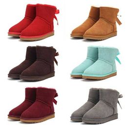 2022 Hot sell winter AUS short U5062 1 Bow women snow boots soft Sheepskin keep warm boot with card dustbag Beautiful gift high quality