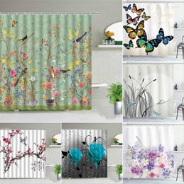 Shower Curtains 3D Scenery Flower Elegant Modern Chic Roses Sunflower Cactus Floral Plant Bath Curtain For Bathroom Home Decor