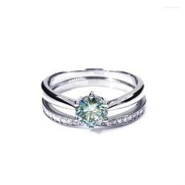 Cluster Rings Tianyu Gems White Green Moissanite Diamond Sterling Silver 925 Fine Jewellery Bridal Sets Wedding Engagement Ring Accessory