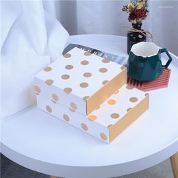 Gift Wrap 50pcs Luxury Golden Polka Dot Mooncake Boxes Crisp Cake Cookies Candy Packing Mid-Autumn Festival Party Give Decoration