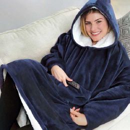 Others Apparel Lazy pullover TV blanket outdoor cold-proof and warm night gown couple's home service hooded fleece warm night gown T221018