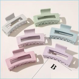 Hair Clips Barrettes New Simple Women Hair Clips Large Geometric Hairpin Crab Solid Colour Claw For Accessories 10 W2 Drop Delivery Dhgrn