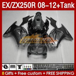 &Tank OEM Fairings For KAWASAKI NINJA ZX-250 ZX250 EX250 R ZX250R 08 09 10 2011 2012 163No.204 EX ZX 250R EX250R ZX-250R 2008 2009 2010 11 12 Injection Fairing glossy grey