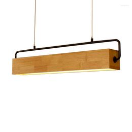 Pendant Lamps Nordic Modern Solid Wood Light Rectangular Pendants Living Room Lights D72/D90CM 30W 36W Iron Art AC220V