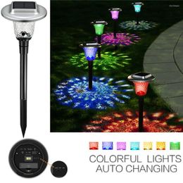 Solar Lawn Light RGB Garden Ground Plug Lights Outdoor Waterproof Street Lamps Stainless Steel Glass Illumination