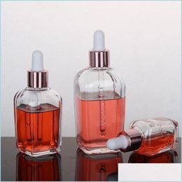 Storage Bottles Jars Square Bottom Dropper Bottling Makeup Separate Glass Bottle Per Women Transparent Bottles Essence Rose Gold P Dhlxw