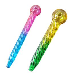 Latest Colourful Spiral Pyrex Thick Glass Pipes Portable Philtre Dry Herb Tobacco Bong Handpipe Handmade Oil Rigs Burner Smoking Cigarette Holder DHL