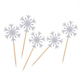 Festive Supplies Snowflake Cupcake Toppers Xmas Cake Insert Picks Sign Decorating Topper With Sticks And Glue For Happy Christmas Decoration