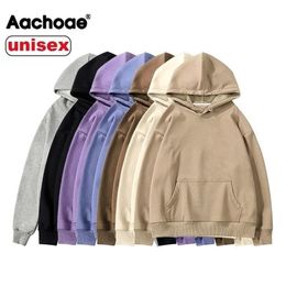 Aachoae Women Couple Hoodies Sweatshirt Fleece 100% Cotton Tracksuit Sports Sweatshirt Winter Japanese Casual Loose Jumper 220722