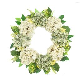 Decorative Flowers Antique Wall Hanging Garland Hydrangea Wreath Spring Vintage 55cm European And American Retro Green Artificial Flower