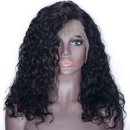 Short Brazilian Water Wave Bob Wig Transparent 13x4 Lace Front Human Hair Wigs Bleached Knots