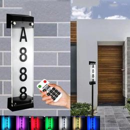Wireless RGB Colours Address Sign Solar Powered Wtaerproof Acrylic House Numbers For Outside Garden Yard Street Gate