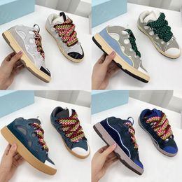 2022 new fashion Designer Shoes Classic Casual Shoes Curb Sneakers Multicolor nappa Calfskin Rubber Platform Luxury Men women Sneaker Leather Mesh Woven Size 35-46