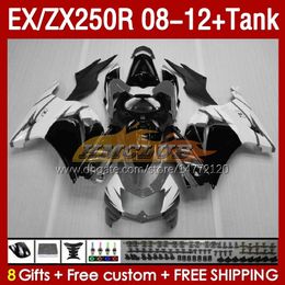 & Tank Injection Fairings For KAWASAKI NINJA ZX250 EX250 R 2008-2012 163No.141 EX ZX 250R EX250R ZX250R 2008 2009 2010 2011 2012 ZX-250R 08 09 10 11 12 Fairing grey glossy