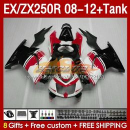 & Tank Injection Fairings For KAWASAKI NINJA ZX250 EX250 R 2008-2012 163No.154 EX ZX 250R EX250R ZX250R 2008 2009 2010 2011 2012 ZX-250R 08 09 10 11 12 Fairing red white