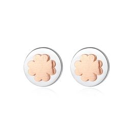 New Simple Design Flowers Round s925 Silver Stud Earrings Jewellery Korean Fashion Women Small Delicate Two Colour Earrings Gift