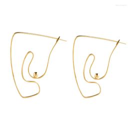 Hoop Earrings Original Wire Boobs For Women 2022 Copper Gold Tone Abstract Body Line Silver Color Unique Bijoux