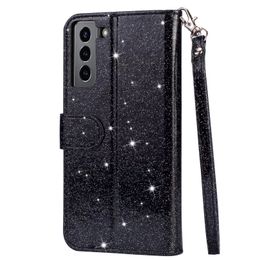 Phone Cases For Samsung A35 A55 S24 S23 FE Plus Ultra A25 A24 A15 A05s Wallet Leather Glitter Case Luxury Crystal Bling Card Slots