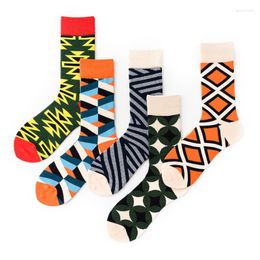 Men's Socks Original Design Spring Cotton Woman Man Stripe Geometric Figure Exquisite Colorful Street Fashion Unique Sport Crew