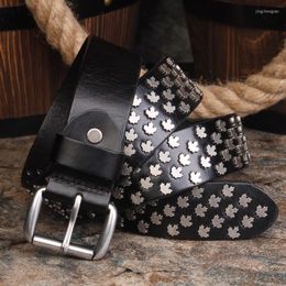 Belts Punk Style Designer Rivet Belt Leather Personality Brand Men And Women Pin Buckle