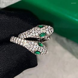 Hoop Earrings 925 Sterling Silver 14K Real Gold Plating Animal Snake For Women High Quality Luxury Emerald Jewellery Shiny Zircon